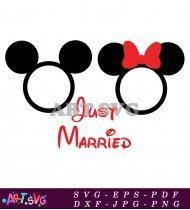 Just Married Mickey Mouse Design For Couples SVG