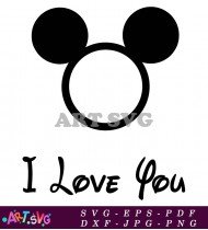 I Love You Mickey Mouse Ears Design SVG 1