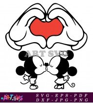 Mickey and Minnie Mouse Football Kissing SVG 2