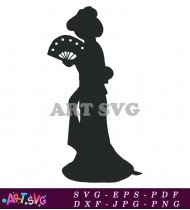 Woman Holding Fan Silhouette Vector Illustration Design SVG