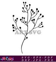 Small Flower Buds Simple Black And White SVG