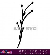 Black And White Simple Branch With Buds SVG