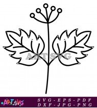 Simple Black And White Leaf Outline Design SVG 3