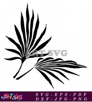 Palm Leaf Silhouette Clip Art Black And White SVG