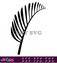 Black and White Palm Leaf Silhouette Illustration SVG