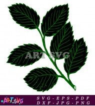 Black And Green Leaf Botanical Silhouette SVG