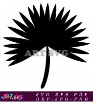 Single Tropical Palm Leaf Black and White SVG