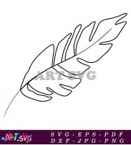 Simple Tropical Leaf Line Drawing SVG 2