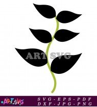 Black And White Floral Twig With Leaves SVG