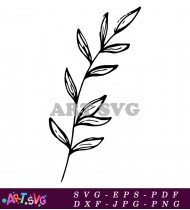 Simple Outline Of A Floral Twig SVG