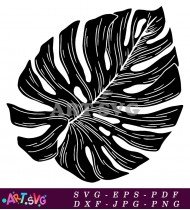 Black And White Tropical Monstera Leaf SVG 2