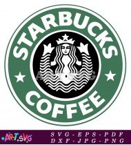 Starbucks Coffee Cup with Green Logo and Stars SVG