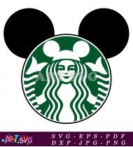 Starbucks Coffee Mouse Ears Black Green SVG