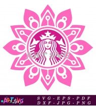 Pink Coffee Mandala Design With Starbucks Logo SVG