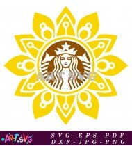 Yellow Coffee Floral Mandala Design Downloadable SVG