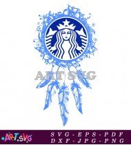 Blue Dreamcatcher with Starbucks Coffee Cup Design SVG