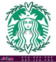 Green Starbucks Logo with Heart Design SVG