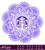 Purple Floral Mandala Starbucks Silhouette SVG