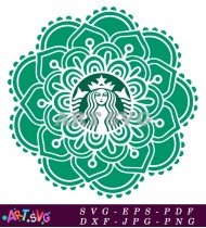 Green Floral Mandala Starbucks Design SVG