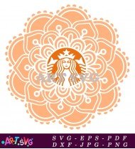 Orange Floral Mandala Starbucks Silhouette SVG 1