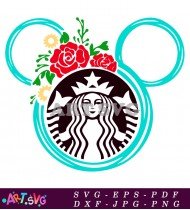 Turquoise Mickey Mouse Starbucks Coffee Svg SVG