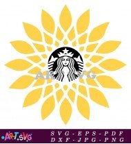 Starbucks Sunburst with Coffee Flower Design SVG