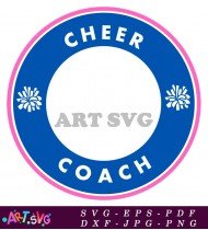 Cheer Coach Blue Circle with White Text SVG