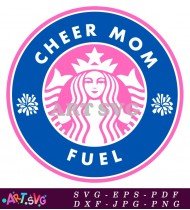 Cheer Mom Fuel Blue Circle with Pink Text SVG