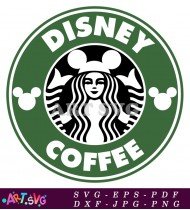 Disney Coffee Green Circle with Black Text SVG