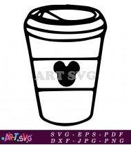 Mickey Mouse Coffee Cup Outline Illustration SVG