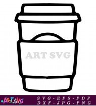 Simple Coffee Cup Outline Illustration Blank SVG