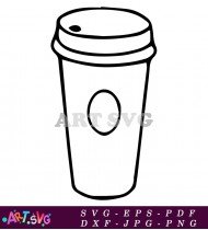 Simple Blank Coffee Cup Illustration Outline SVG 1