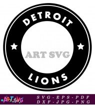 Black Circle Detroit Lions Logo Design SVG