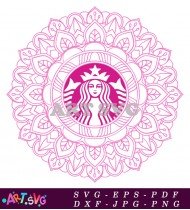 Pink Floral Starbucks Logo Design SVG