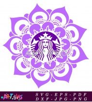 Purple Floral Starbucks Logo Design SVG