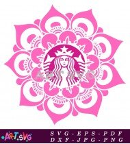 Pink Mandala Starbucks Logo SVG Cut File 1