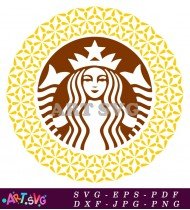 Yellow Floral Mandala Starbucks Siren Design SVG 2