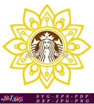 Yellow Floral Mandala Starbucks Siren Design SVG 3