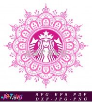 Pink Floral Mandala Starbucks Siren Design SVG 4