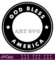 God Bless America Circle Black and White Design SVG