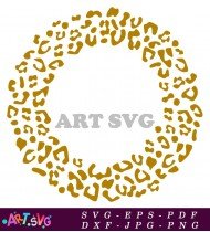 Leopard Print Circle Brown Gold White Design SVG 1