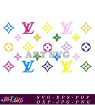 LV Logo Starbucks Mug With Colorful Pattern SVG