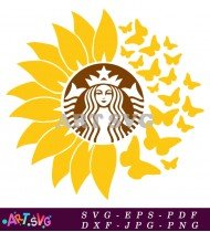 Starbucks Logo In A Sunflower Design SVG