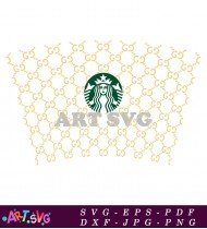 Starbucks Green Logo on Gucci Pattern Background SVG