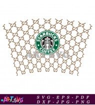 Starbucks Logo with Brown Coffee Beans Pattern SVG