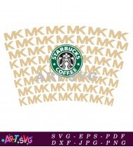 Starbucks Coffee Cup With MK Background Design SVG