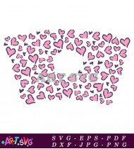 Pink Hearts Coffee Cup Design Printable SVG