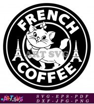 French Coffee With Cat Design Starbucks Cup SVG