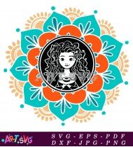 Mandala Flower Pattern with Coffee Cup Image SVG