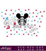 Mickey Mouse Love Coffee Cup With Hearts SVG